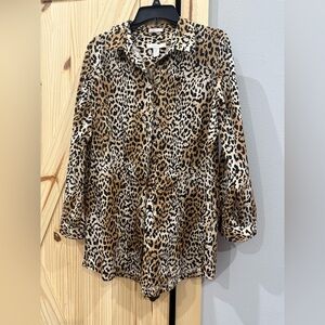 Chicos Leopard Print Button-Up Shirt